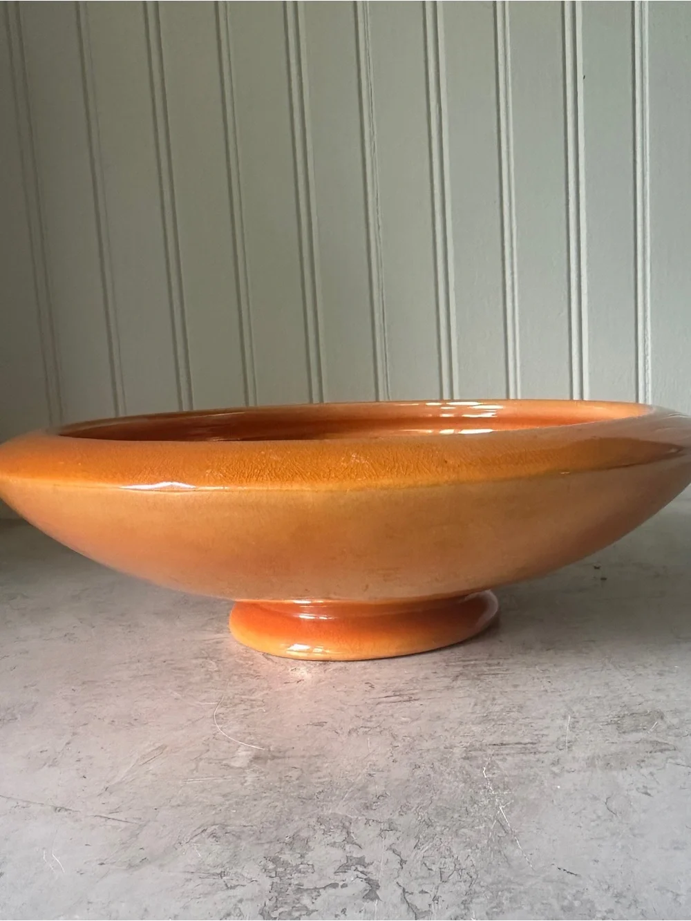Weller Lustre Console Bowl Footed Centerpiece 9.5” Orange Luster Art Deco 1920’s